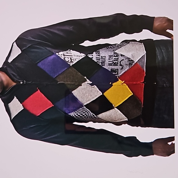 Desigual mens zip front wool blend jacket/patchwork design-M - Picture 7 of 8